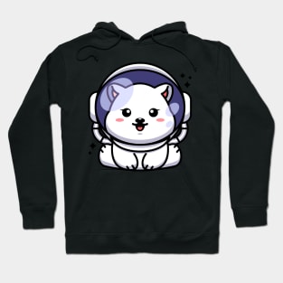 Cute baby polar bear wearing an astronaut helmet, cartoon character Hoodie